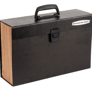 Bankers Box Maletin Archivador Resistente - 19 Secciones para Documentos - Cierre de Seguridad con Clik - Estructura Plastificada - Incluye Hoja con Etiquetas