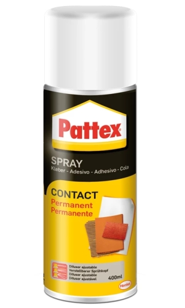 Pattex Contact Spray Cola de Contacto en Spray 400 ml - Pega con Maxima Resistencia - Para una Amplia Variedad de Materiales - Ideal para Madera, Papel, Carton y Metales 1 Pattex Contact Spray Cola de Contacto en Spray 400 ml - Pega con Maxima Resistencia - Para una Amplia Variedad de Materiales - Ideal para Madera, Papel, Carton y Metales