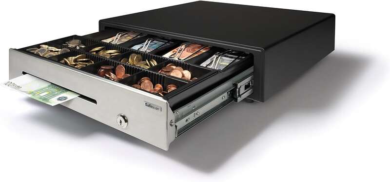 Safescan HD-4141S Cajon Portamonedas - 8 Compartimentos para Monedas y 4 para Billetes - hasta 2 Millones de Aperturas 1 Safescan HD-4141S Cajon Portamonedas - 8 Compartimentos para Monedas y 4 para Billetes - hasta 2 Millones de Aperturas