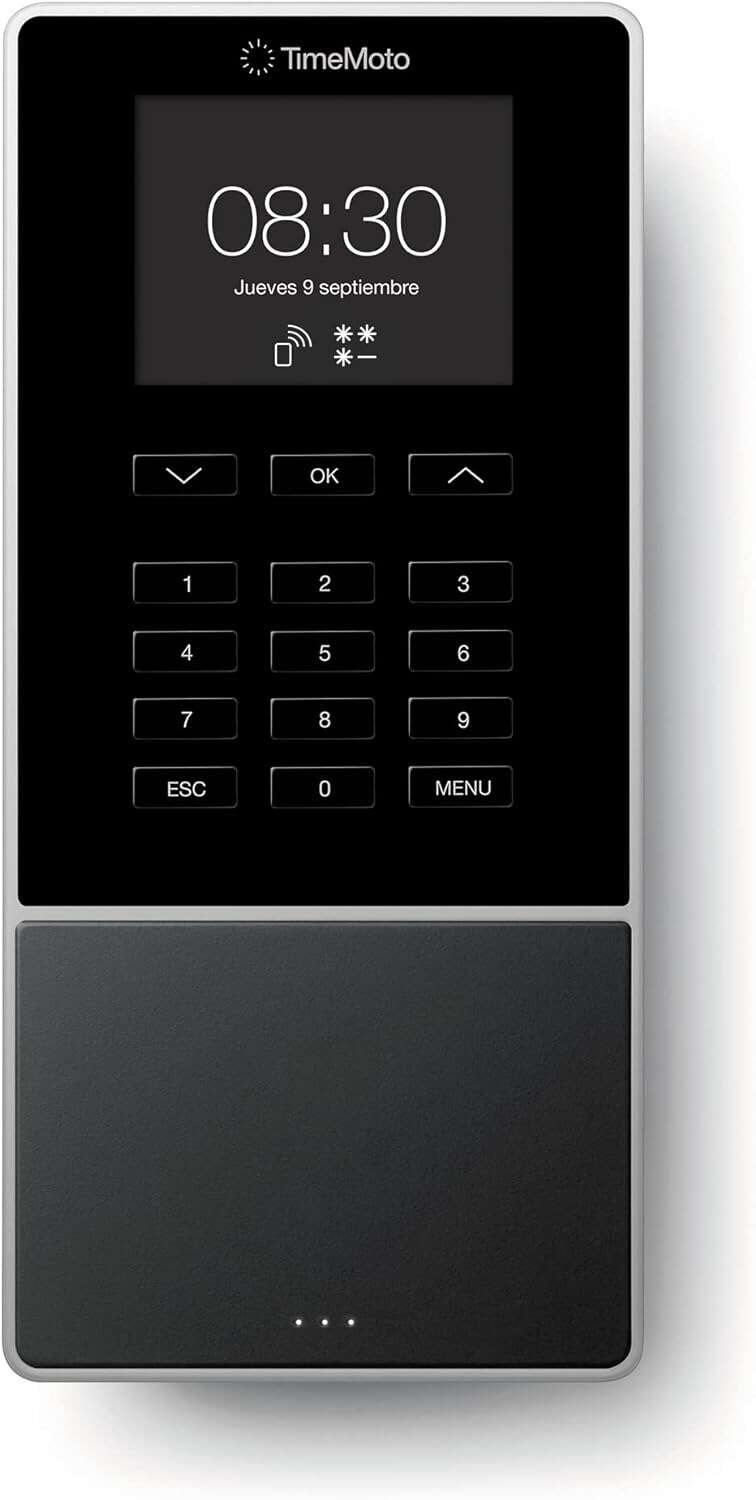 Timemoto TM-616 Terminal de Fichar con RFID - hasta 200 Empleados - Gestion Completa de Horarios y Presencia - Almacena hasta 10.000 Registros - Configuracion Sencilla 1 Timemoto TM-616 Terminal de Fichar con RFID - hasta 200 Empleados - Gestion Completa de Horarios y Presencia - Almacena hasta 10.000 Registros - Configuracion Sencilla