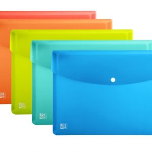 Oxford Urban A3 Sobre Portadocumentos de Plastico Rigido Translucido A3 - Capacidad hasta 40 Hojas - Cierre de Broche - Colores Surtidos