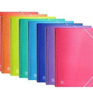 Oxford Urban A4 Carpeta de 60 Fundas con Espiral - Fundas de 50mic - Tapa de Plastico Translucido - Cierre de Gomas - Colores Surtidos