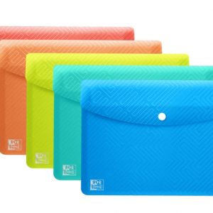 Oxford Urban A6 Sobre Portadocumentos de Plastico Rigido Translucido A6 - Capacidad hasta 40 Hojas - Cierre de Broche - Colores Surtidos