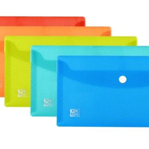 Oxford Urban DL Sobre Portadocumentos de Plastico Rigido Translucido DL - Tamaño Sobre Americano - Capacidad hasta 40 Hojas - Cierre de Broche - Colores Surtidos