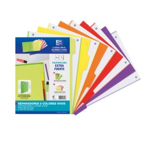 Oxford Strongline A4 Separadores 5 Posiciones - 4 Taladros - Plastico Opaco - 500 Micras - Colores Surtidos