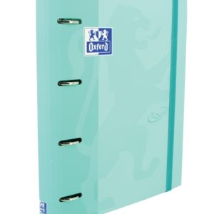 Oxford Europeanbinder Touch A4+ Carpeta de Anillas con Recambio Cuadricula 5x5 - Tapa Extradura - Cierre con Goma Elastica - Color Ice Mint Pastel