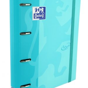 Oxford Europeanbinder Touch A4+ Carpeta de Anillas con Recambio Cuadricula 5x5 - Tapa Extradura - Cierre con Goma Elastica - Color Azul Pastel