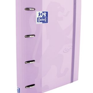 Oxford Europeanbinder Touch A4+ Carpeta de Anillas con Recambio Cuadricula 5x5 - Tapa Extradura - Cierre con Goma Elastica - Color Malva Pastel