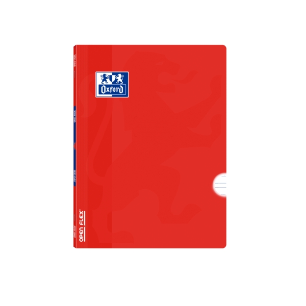 Oxford School Classic Openflex Libreta Grapada A5+ 48 Hojas Pautado 3.5 con Margen - Tapa de Plastico Translucido - Ideal para Estudiantes - Color Rojo