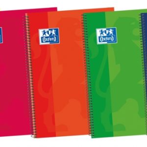 Oxford School Classic Write&Erase Fº Cuaderno Espiral - Tapa Extradura Resistente - Cuadricula 5x5 con Margen - 80 Hojas - Colores Surtidos