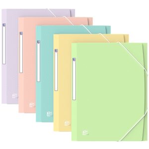 Oxford Urban A4+ Carpeta de Gomas con 3 Solapas A4+ - Lomo15mm Ampliable hasta 25mm - Colores Pastel Surtidos