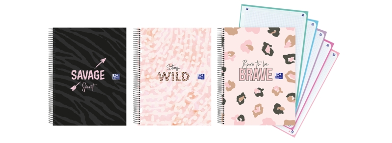 Oxford Animal Print A4+ Europeanbook 5 Tapa Extradura - 5x5 Cuadricula - 120 Hojas - 3 Modelos