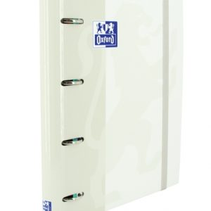Oxford Europeanbinder Classic A4+ Carpeta de Anillas con Recambio Cuadricula 5x5 - Tapa Extradura - Cierre con Goma Elastica - Color Blanco