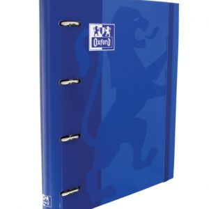 Oxford Europeanbinder Classic A4+ Carpeta de Anillas con Recambio Cuadricula 5x5 - Tapa Extradura - Cierre con Goma Elastica - Color Azul Marino