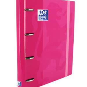 Oxford Europeanbinder Classic A4+ Carpeta de Anillas con Recambio Cuadricula 5x5 - Tapa Extradura - Cierre con Goma Elastica - Color Fucsia