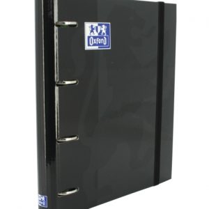 Oxford Europeanbinder Classic A4+ Carpeta de Anillas con Recambio Cuadricula 5x5 - Tapa Extradura - Cierre con Goma Elastica - Color Negro