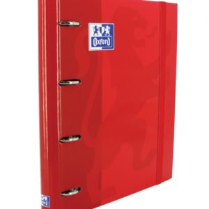 Oxford Europeanbinder Classic A4+ Carpeta de Anillas con Recambio Cuadricula 5x5 - Tapa Extradura - Cierre con Goma Elastica - Color Rojo