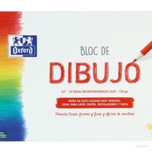 Oxford Dibujo Escolar Bloc Espiral A3+ - Tapa Blanda/Contratapa Rigida - 20 Hojas 130gr Liso