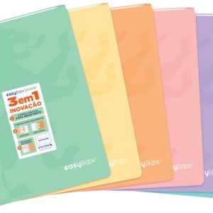 Oxford Easybook A4 Libreta Grapada - Tapa de Plastico Resistente - 1 Linea con 2 Margenes - 48 Hojas de Papel Pastel
