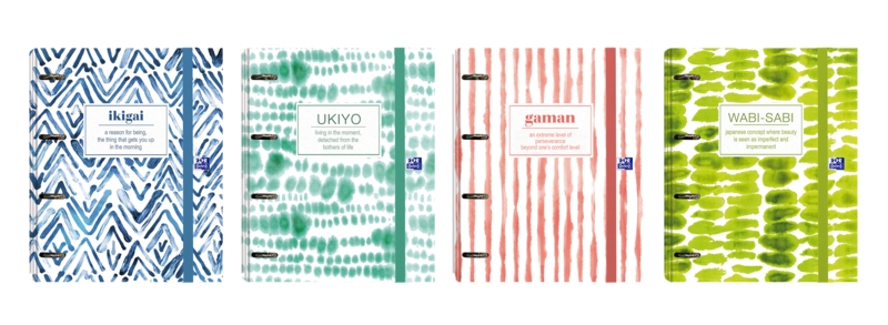 Oxford Europeanbinder Japandi A4+ - Tapa Extradura - Lomo 45mm - Anillas 4Dx35mm - Recambio Vivos 1 Linea