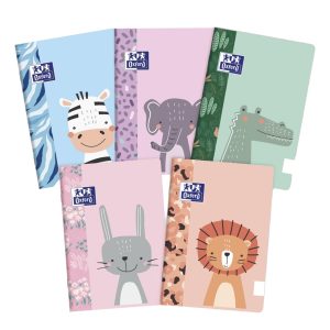 Oxford Kids Libreta Grapada A5+ Lisa Tapa Blanda Tacto Suave Touch - Ideal para Niños - Tamaño A5+ - Tapa Blanda con Tacto Suave - 48 Hojas - Surtido 5 Animal Besties