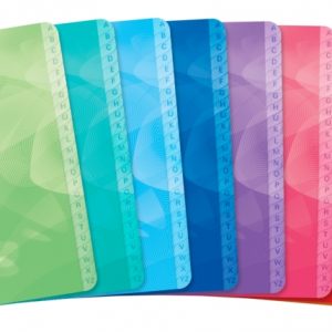 Oxford Lagoon Indice Alfabetico Espiral 50 Hojas Cuadricula 5x5 - Tamaño 11x17cm - Tapa de Plastico Resistente - Organiza tus Documentos Facilmente - Colores Surtidos