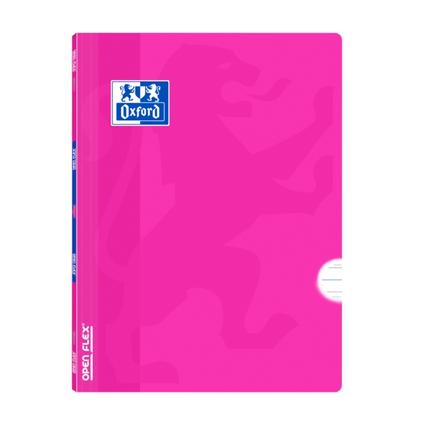 Oxford Libreta Grapada Openflex A4 - Tapa de Plastico Resistente - Grapada para Mayor Durabilidad - Pauta 3.5 con Margen para Ordenar tus Notas - 48 Hojas de Papel de Alta Calidad - Color Fucsia