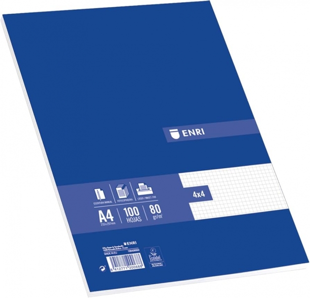 Enri Paquete de 100 Hojas A4 Cuadricula 4x4 - Papel de Alta Calidad 1 Enri Paquete de 100 Hojas A4 Cuadricula 4x4 - Papel de Alta Calidad