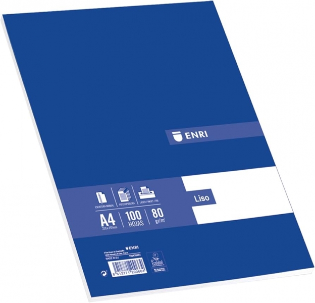Enri Paquete de 100 Hojas A4 Liso - Papel de Alta Calidad - Color Blanco 1 Enri Paquete de 100 Hojas A4 Liso - Papel de Alta Calidad - Color Blanco