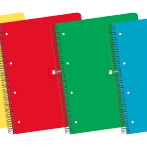 Enri A4+ Europeanbook - Tapa Dura Resistente - Espiral de Alta Calidad - 120 Hojas de Papel Cuadriculado 5x5 - Colores Surtidos