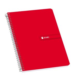 Enri Fº Tapa Dura Cuaderno Espiral 4x4 con Margen 100 Hojas Rojo - Resistente Tapa Dura - Cuadriculado 4x4 con Margen - 100 Hojas de Alta Calidad - Color Rojo