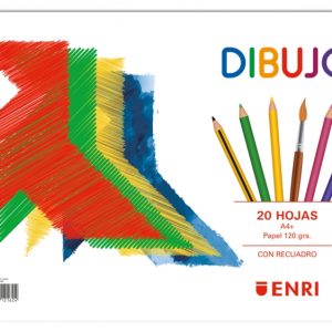 Enri Pajarita Bloc de Dibujo A4+ Tapa Blanda - 20 Hojas 120gr - Microperforado - 2 Taladros con Recuadro