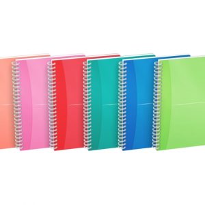 Oxford Office My Colours Cuaderno Espiral A5 - Tapa de Plastico Resistente - Espiral Doble para Mayor Durabilidad - Cuadricula 5x5 Ideal para Matematicas - 90 Hojas de Alta Calidad - Colores Surtidos