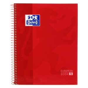 Oxford School Classic A5+ Europeanbook - Tapa Extradura - Cuadricula 5x5 - 80 Hojas - Color Rojo