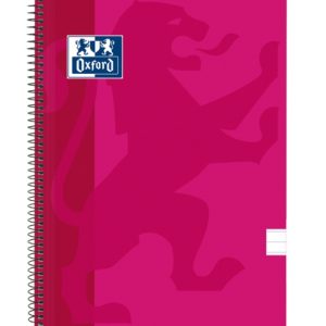 Oxford School Classic Cuaderno Espiral Tapa de Plastico Folio - 1 Linea con Margen - 80 Hojas - Color Fucsia