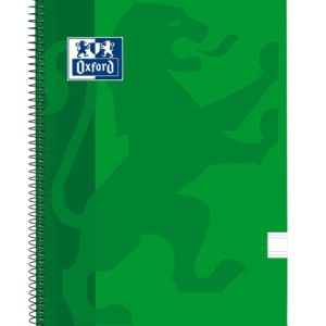 Oxford School Classic Cuaderno Espiral Tapa de Plastico Folio - Pauta 2.5 con Margen - 80 Hojas - Color Verde