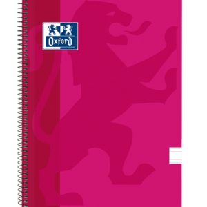 Oxford School Classic Cuaderno Espiral Tapa de Plastico Folio - Pauta 3.5 con Margen - 80 Hojas - Color Fucsia