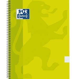 Oxford School Classic Cuaderno Espiral Tapa de Plastico Folio 4x4 - 80 Hojas - Margen 4x4 - Tamaño Folio - Color Lima