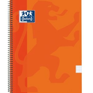Oxford School Classic Cuaderno Espiral Tapa de Plastico Folio 4x4 - 80 Hojas - con Margen - Ideal para Estudiantes - Color Naranja