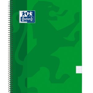 Oxford School Classic Cuaderno Espiral Tapa de Plastico Folio 4x4 - 80 Hojas - Ideal para Estudiantes - Resistente y Duradero - Color Verde