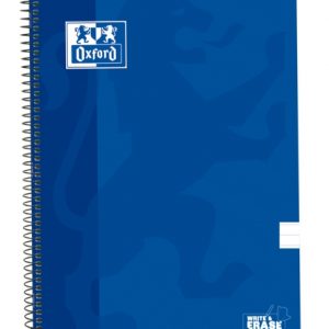 Oxford School Classic Cuaderno Espiral Tapa Extradura Write&Erase - Folio 1 Linea con Margen - 80 Hojas - Color Azul Marino