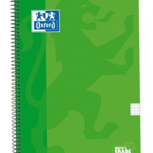 Oxford School Classic Cuaderno Espiral Tapa Extradura Write&Erase - Folio 4x4 con Margen - 80 Hojas - Color Verde