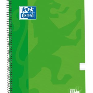 Oxford School Classic Cuaderno Espiral Tapa Extradura Write&Erase - Folio Pauta 3.5mm - 80 Hojas - Color Verde