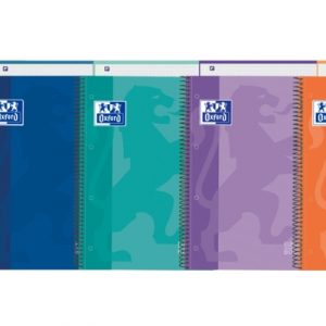 Oxford School Classic Europeanbook 1 Cuaderno A4+ 80 Hojas Microperforadas Cuadricula 5x5mm - Tapa de Plastico Translucido - Colores Surtidos