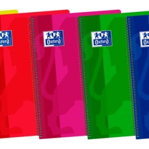 Oxford School Classic Fº Cuaderno Espiral - Tapa de Plastico - Pauta 3.5 con Margen - 80 Hojas - Colores Surtidos