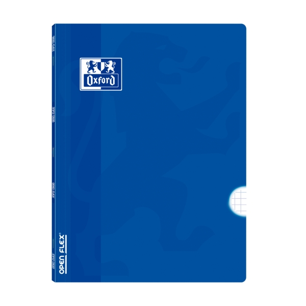 Oxford School Classic Openflex Libreta Grapada A4 48 Hojas Cuadricula 4x4 con Margen - Tapa de Plastico Translucido - Ideal para Estudiantes - Color Azul