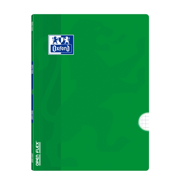 Oxford School Classic Openflex A4 - Tapa de Plastico Resistente - Libreta Grapada 4x4 con Margen - 48 Hojas de Papel de Alta Calidad - Color Verde