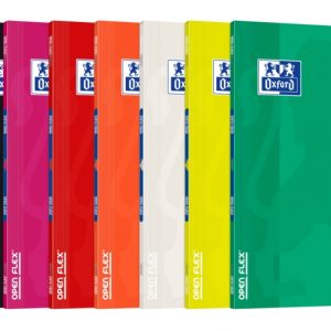 Oxford School Classic Openflex Libreta Grapada A4 48 Hojas Cuadricula 4x4 con Margen - Tapa de Plastico Translucido - Ideal para Estudiantes - Colores Surtidos