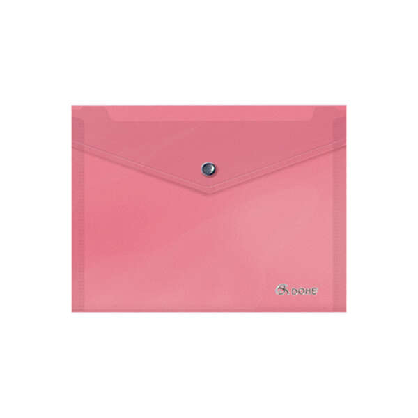Dohe Sobre Portadocumentos A5 - Cierre de Broche - Polipropileno Translucido 150 Micras - Color Rosa