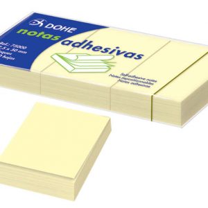 Dohe Pack de 3 Blocs de 100 Notas Reposicionables - Tamaño 37,5x50mm - Papel de 75gr - Ideal para Oficina y Escuela - Color Amarillo Claro